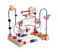 Juguetes de laberinto de perlas: 22,2 x 21 x 14,8 cm, madera, cuentas de ábaco de madera, coloridas montañas rusas | Perfecto para juegos educativos tempranos para niños y niñas, desarrollo educativo