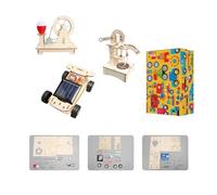 Juguetes de madera educativos STEM - Kits de construcción de montaje para niños a partir de 6 años, coche solar, generador de manivela y bomba de agua manual, modelo DIY con motor