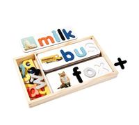 AWHAO Juguetes de Madera para Aprender a deletrear para niños de 3 a 8 años, Tablero Educativo para Construir, Letras con Caja