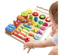 Juguetes De Madera para Clasificar Y Apilar - Bloques Educativos De Aprendizaje En Madera - Juego De Bloques Matemáticos Preescolar Y Material Sensorial para Niñas Pequeñas Y Familia