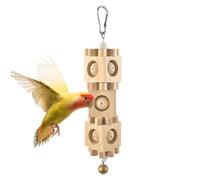 Juguetes de madera para pájaros: bloque de masticar colgante, juego de juguetes pequeños con campana para calopsitte, conura, inseparable, jaula interior, actividad divertida para mascotas, área de j