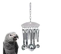 Juguetes de pájaros de acero inoxidable: juguete colgante de cuchara de anillo de mascada, tocados de rótula para loros | Juega de swinging duradera para conuros, pinzones, cacatúas, periquitos, torto