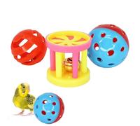 Juguetes de pájaros para loros, Chew Balls Bird Periquito Juguete, Juguetes para pájaros resistentes a mordeduras que se pueden colgar, bolas de colores con campana y pequeños agujeros para pájaros, p