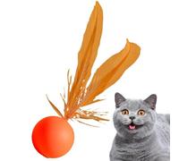 Juguetes De Pelota Para Gatitos,Juguete De Pelota Para Gatos Con Plumas,Juguetes para masticar gatos - El caucho sólido elástico resistente a las mordeduras acaricia la bola que despide interactiva pa