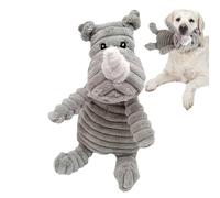 Juguetes De Peluche Para Masticadores Agresivos - Juguete Para Perro De Peluche Rhino De 19x11 Cm, Chirriador Resistente A Las Mordeduras, Diversión Para Masticar Suave Y Duradera | Lindo Juguete Para