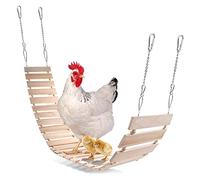 Juguetes de pollo para gallinas, pájaros grandes, columpio de madera, escalera de madera natural con gancho y cadena colgante, escalera de pollo, percha para gallinas