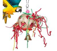 Juguetes de trituración de pájaros, juguete de pájaro de bola trituradora - juguete de búsqueda de alimentos para loros - Juguetes de masticar coloridos para pájaros con campana, para loros pequeños,