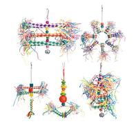 Juguetes de trituración para pájaros,Juguete raspador para periquito de 5 piezas | Accesorios para Loros, aprendizaje para periquitos y calopsitas