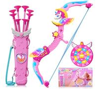 Juguetes de Unicornio para Niñas 3-12 Años, Arco con 6 Luces Mágicas, Carcaj de Ensueño & Target Princesa, 8 Flechas Rosas de Ventosa, Regalo Cumpleaños Navidad Juegos Niña 3 4 5 6 7 8 9 10 11 12 Años