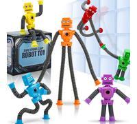 Juguetes de ventosa robot para reventar tubos | 6 juguetes sensoriales elásticos para niños a partir de 3 años, perfectos para viajes, recuerdos de fiesta, autismo, alivio del estrés, divertidos