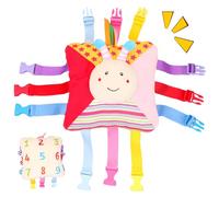 Juguetes de viaje para niños pequeños con 6 pares de hebillas, juguetes educativos con patrón de abeja con números en la parte posterior y bolsillo incorporado que suena para niños pequeños para habi