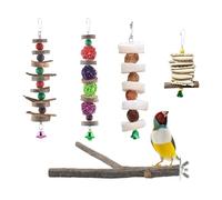 Juguetes Destinados a Periquitos | Percha de Madera para Masticar y Forrajear,5 Piezas Percha Soporte para Juguetes de Aves | para Canarios Agapornis Grises Africanos Ninfas Periquitos