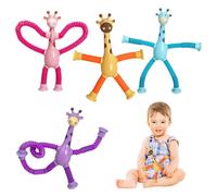 Juguetes educativos para la primera infancia, juguete sensorial de estimulación, juguete de tubo con ventosa, tubo de succión para niños, tubo telescópico con forma de jirafa, juguete de succión
