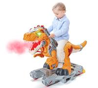 Juguetes eléctricos de dinosaurio para niños, autos para niños pequeños con música, luz y humo, patinete para niños preescolares, caminador de pie a piso, juguetes eléctricos para niños pequeños para