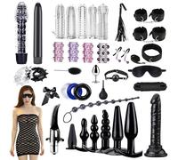 Juguetes Eróticos para Pareja Sexuales 39Piezas Juguetes Sexuales con Esposas Ajustables,Grilletes para Pies,Látigo,Máscara para los Ojos,Varita de Plumas,Vibrador para Parejas Hombres Mujeres Negro