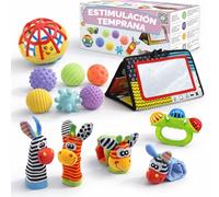 Juguetes Estimulacion Bebe 0-6 Meses para Estimulacion Temprana Bebes Regalo inteligente con guía para sus primeros aprendizajes Juguetes Sensoriales Bebe 0-6 Meses con Pelotas Sensoriales Sonajeros