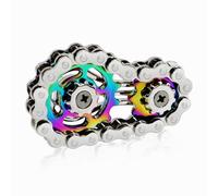 Juguetes Fidget de Metal, Juguete Fidget de Cadena de Bicicleta con 2 Engranajes, Juguetes de Dedo para Aliviar la Ansiedad Gadgets para Adultos (Plata+Oro Rosa) (Plateado/a)