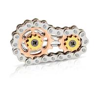 Juguetes Fidget de Metal, Juguete Fidget de Cadena de Bicicleta con 2 Engranajes, Juguetes de Dedo para Aliviar la Ansiedad Gadgets para Adultos (Plata+Oro Rosa)