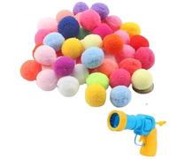 Juguetes for gatos, pistola de juguete de entrenamiento de lanzamiento interactivo, 20/30/50/100 piezas, pelota de peluche, gatitos, mini pompones, juegos, pelota de peluche elástica(50 Balls 1 Shoote