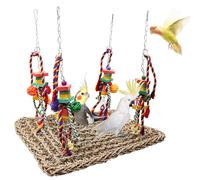 Juguetes grandes para pájaros, hamaca colorida de hierba marina con bloques, juguete de búsqueda de pájaros, accesorios de jaula de pájaros, adecuado para pájaros pequeños a medianos, periquitos,