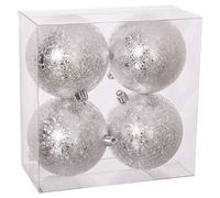 Juguetes Industriales S.A. Set 4 Bolas de Navidad Plata Plateadas 8cm