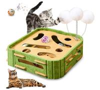 Juguetes interactivos de rompecabezas para gatos, bailarina para gatos de interior, caja de burlas con juguetes chirriantes y fieltro rascador, juguete de pelota de pista de gatitos para gatos