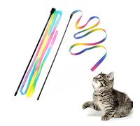 Juguetes interactivos de Varita de Arco Iris para Gatos, Cuerda interactiva para varitas de Gato, Cinta Colorida para Gatitos, 2 Unidades