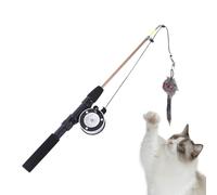 Juguetes interactivos para gatos, caña de pescar telescópica, juguete retráctil para gatos, cabeza de relleno reemplazable, longitud ajustable de 40 a 72 cm, juego de interior duradero para gatitos y