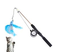 Juguetes interactivos para gatos, caña de pescar telescópica, juguete retráctil para gatos, cabeza de relleno reemplazable, longitud ajustable de 40 a 72 cm, juego de interior duradero para gatitos y