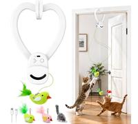 Juguetes interactivos para gatos de interior: varita de plumas de pájaro volador automático, estimulación de enriquecimiento de ejercicio, recargable por USB, duradero, seguro, juguete colgante para