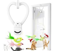 Juguetes interactivos para gatos de interior: varita de plumas de pájaro volador automático, estimulación de enriquecimiento de ejercicio, recargable por USB, duradero, seguro, juguete colgante para
