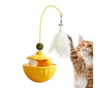 Juguetes interactivos para gatos genéricos - Bola de gato oscilante con plumas para gatito | Juguete de bola de rompecabezas para at, para aliviar el estrés diario, entretenimiento, ejercicio