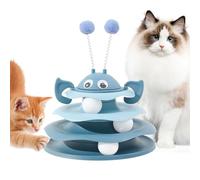 Juguetes interactivos para gatos: torre de 3 niveles, juego de material PP, simpático tocadiscos con bolas para una participación divertida | Enriquecimiento para gatitos de interior para ejercicios