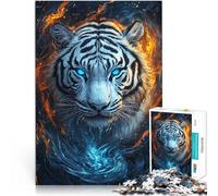 Juguetes Juegos Educativos Antiestrés Tigre Siberiano Azul Fuego Rompecabezas para Adultos 1000 Piezas 26x38cm Regalos de Amigo Secreto para Mayores de 14 años
