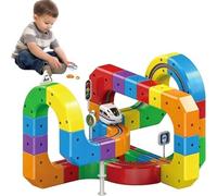 Juguetes Magnéticos con Vías para Coches, Tren Magnético con Vías Flexibles, Kits de Construcción DIY para Pistas de Carreras con Tren Y Señales de Tráfico.(81pcs)