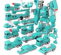 Juguetes magnéticos para niños 27 piezas/juego de coches transformadores de estilo militar ensamblados, juego educativo de coche robot magnético, juguetes creativos de construcción de vehículos