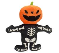 Juguetes masticables de esqueleto de calabaza para perros, felpa vibrante naranja y blanca con múltiples chirriadores, fomenta el juego activo y el compromiso mental, ligero para un fácil transporte