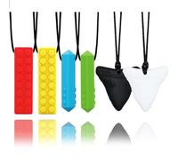 Juguetes masticables para niños autistas, paquete de 6, collar sensorial para masticar para niños con autismo, TDAH, SPD, masticar, morder, juguetes masticables orales de silicona, collar de dentición
