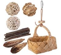 Juguetes masticables para pájaros, juguete masticable para loros con cesta de almacenamiento, juguetes de rama, juguetes de pelota para periquitos de agapornis, cacatúas, accesorios de jaula de