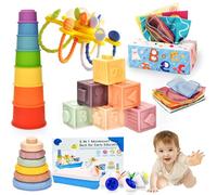 Juguetes Montessori Bebes 6 -12 Meses,6 en 1 Montessori Sensoriales Bebe 1 2 3 Año,uguetes para desarrollar Habilidades motorasz,Bebésn Educativos Bloques de Apilar y Encajar Regalos para Bebés