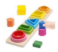 Juguetes Montessori de Apilamiento y de Selección 1 2 3 años, Juguete Rompecabezas para Actividades y Desarrollo de Madera Colores Pastel, Juego Montessori Niños Regalo para los Más Peques 1 año