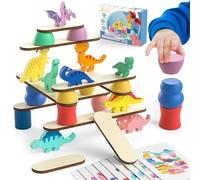 Juguetes Montessori de Dinosaurios para Niños de 1 2 3 4 Años, Juguetes Educativos de Madera para Niños y Niñas de 2-4 Años, Bloques para Clasificar, Apilar y Equilibrar, Regalo de Cumpleaños