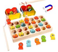 Juguetes Montessori, Juego de Pesca magnética de Madera, Habilidad para Motores Finos ABC Alphabet Color clasificación Sensorial Toys 28 Alphabet Fish Catching Early Learning Educational Toy Kit para