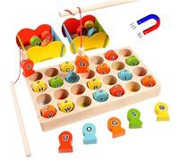 Juguetes Montessori, Juego de pesca magnética de madera, Juguetes Motor Motor Fine ABC Alphabet Color Sensorial Toys 28 Alphabet Fish Catching Early Learning Educational Toy Kit para niños 3+