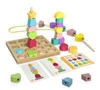 Juguetes Montessori, Juguetes de Madera, Juegos Educativos Niños Juegos Apilables Apilar y Enhebrar de Madera Regalo GeoméTricas Colores Clasificar Bloques, Regalo para Bebés Niños 2 3 4 5 Años