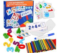 Juguetes Montessori Matematica 3 4 5 6 Años,Juegos Educativo de Colorido Bloques y Palos de Conteo de Madera,Juego Aprendizaje Preescolar Matemáticas Regalo para Niños y Niñas de 3 a 7 Años