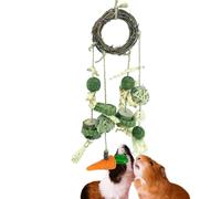 Juguetes Natural Rabbit Chew - Juguetes de madera colgante de jaula y ratán para animales pequeños | Accesorios hechos a mano para conejos, hámsters, loros y chinchillas, soporta dientes y jaulas