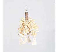 Juguetes Naturales para Loros, Juguetes Colgantes para Masticar con Hueso de Sepia, Madera de Manzano, piña, ratán y Carambola Seca. Juguetes para jaulas de pájaros para periquitos.(A)