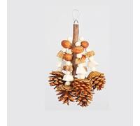 Juguetes Naturales para Loros, Juguetes Colgantes para Masticar con Hueso de Sepia, Madera de Manzano, piña, ratán y Carambola Seca. Juguetes para jaulas de pájaros para periquitos.(H)