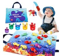 Juguetes Niños 1 Año Montessori, Pescar Juguete, Juego de Pescador, 15 Piezas Juego Pesca de Tela con Taza Apilables, Almacén Bolsa, Educativos Juguetes Bebes 6-12 Meses, Regalo Bebe 1 2 Año